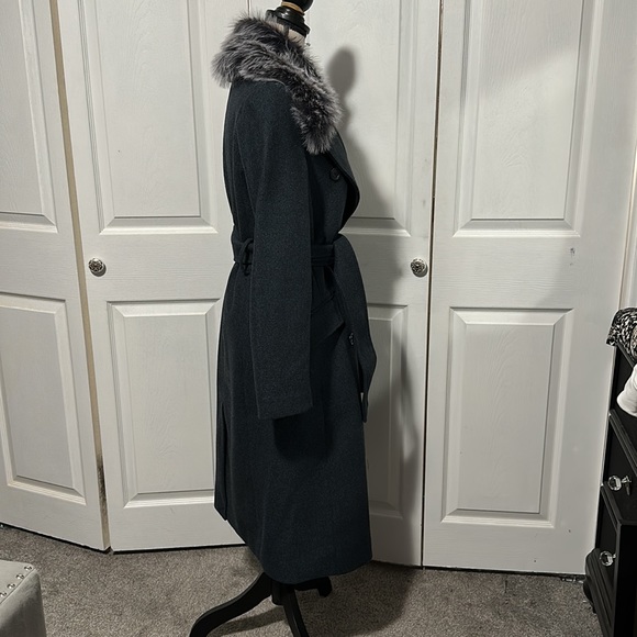 Banana Republic Removable Faux Fur Collar Coat “Blue Heather” - Picture 4 of 13